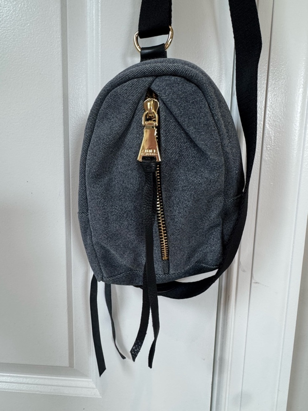 Aimee Kestenberg Leather/Denim Sling EUC